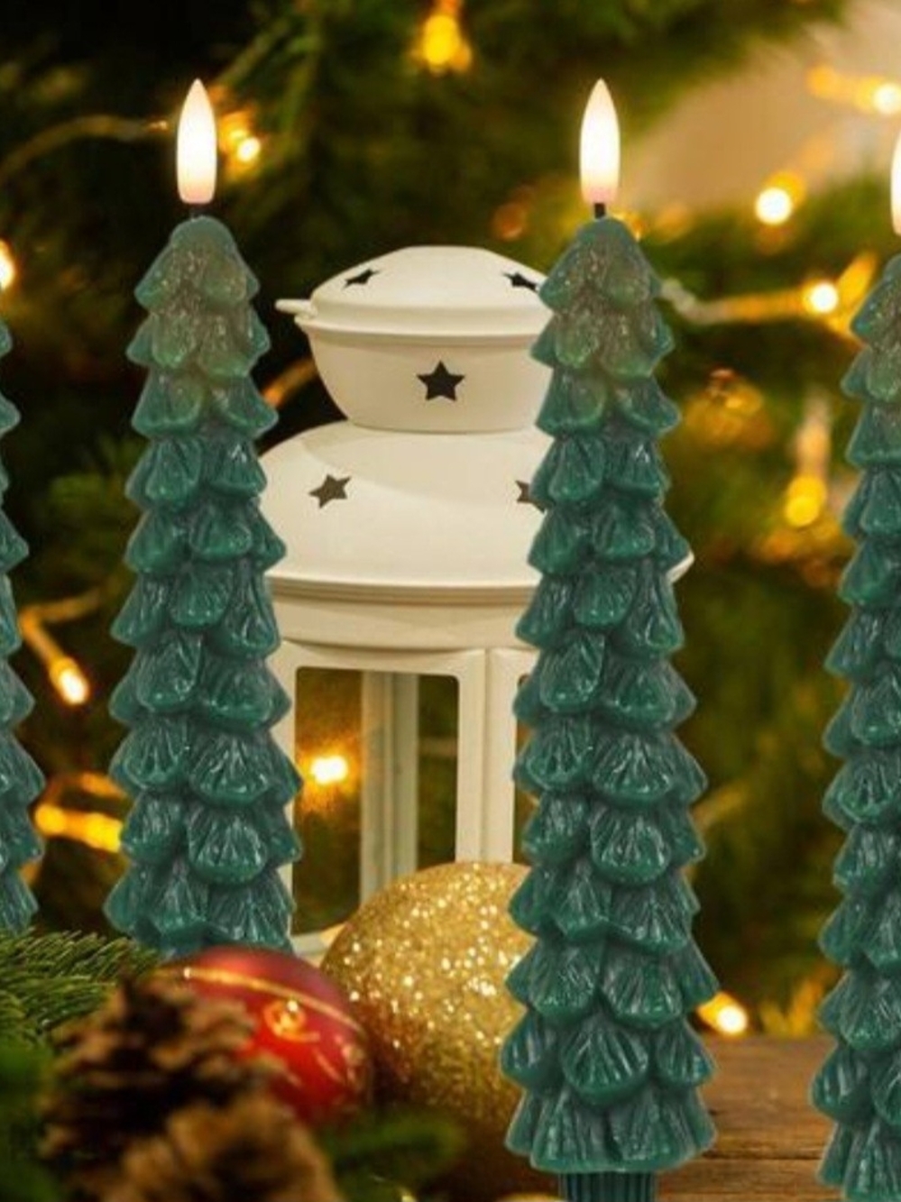 LED Christmas Tree Taper Barn Candles Cottagecore Boho Chic - Picture 5 of 5